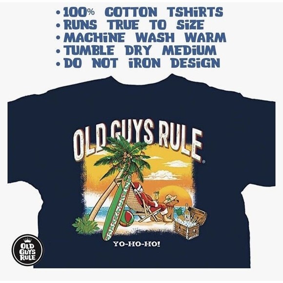Old Guys Rule T Shirt for Men ~ Yo-Ho-Ho ~ Med. Navy ~ Dads Holidays Shirt ~ New - Picture 3 of 14